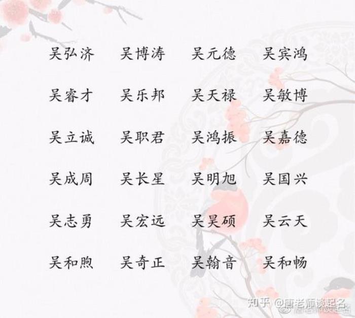 男孩姓吳含統(tǒng)字人名 姓吳的女孩名字洋氣的