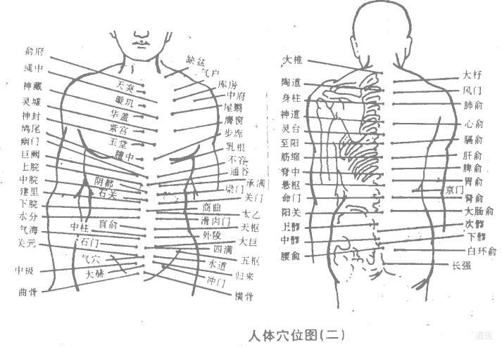 道家按摩手法介紹:按摩常用部位及分部穴位